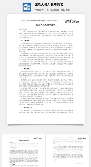 116024保险人员入党申请书预览图