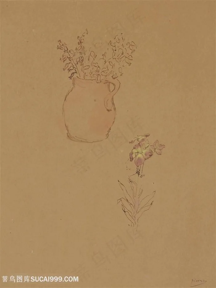 毕加索唯美花卉花瓶装饰画