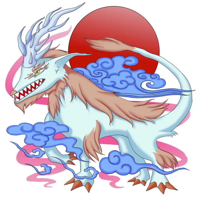 手绘山海经上古神兽夫诸凤凰麒麟青龙白虎朱雀玄武插画psd素材psd模版