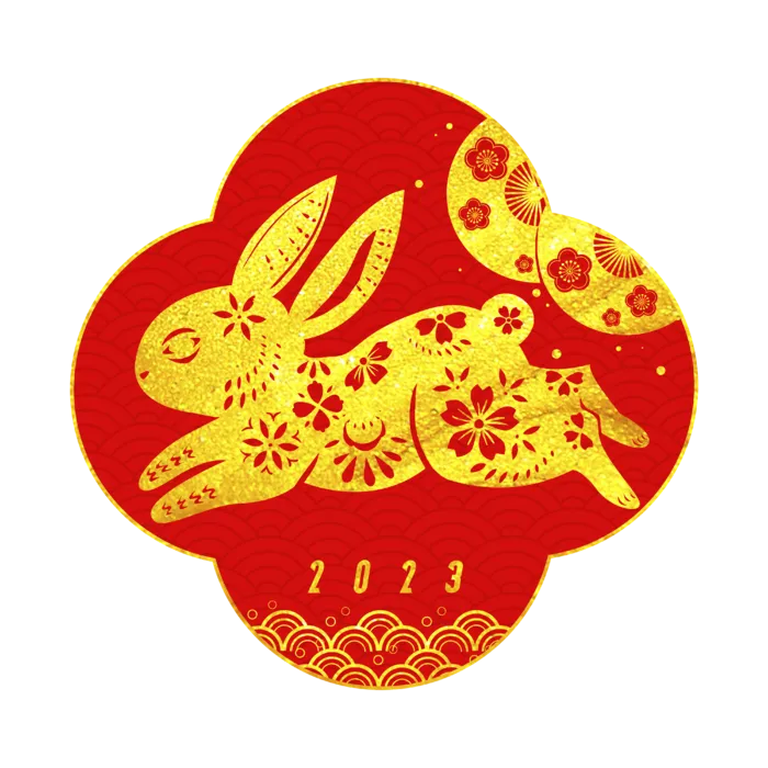 兔年金箔剪纸兔子窗花免扣PNG新年兔子兔年新年兔子
