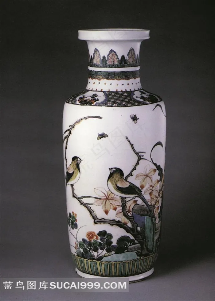 中国花鸟画瓷器花瓶高清素材