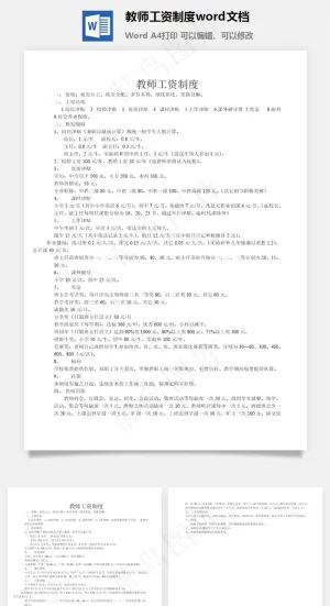 教师工资制度word文档预览图