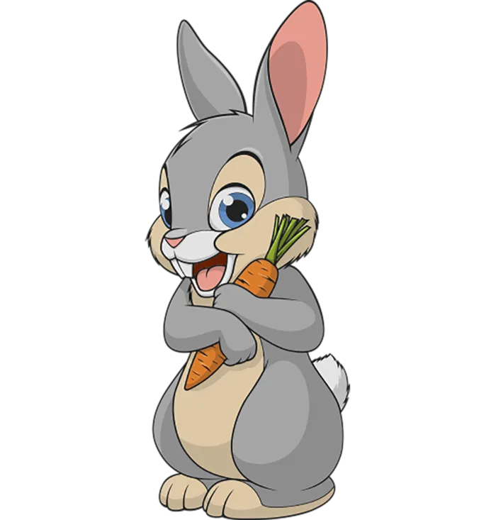 灰兔子吃萝卜兔年