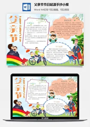 父亲节节日起源手抄小报预览图