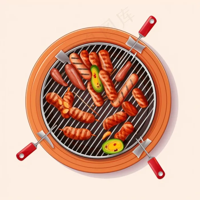 烧烤烤肉美食食物插画素材背景