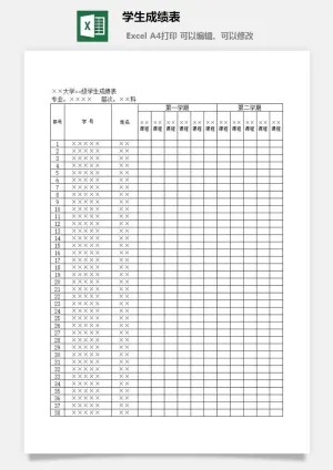 学生成绩表预览图