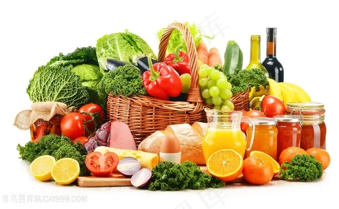 购物筐里蔬菜水果高清蔬菜图片