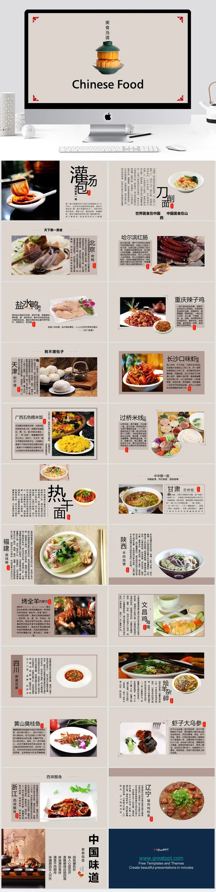 中国食物英文PPT模板