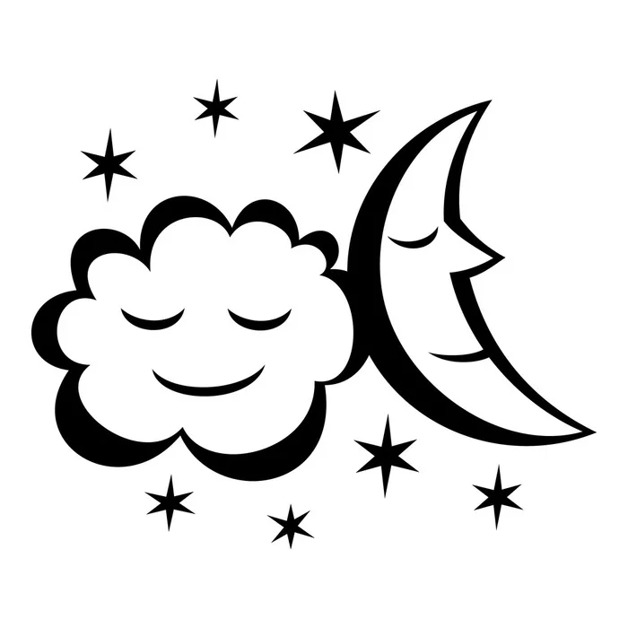 月亮和星星的夜晚图标 月亮和星星的夜晚图标上白色孤立