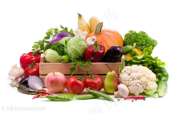 堆放在篮子里的水果蔬菜高清摄影图片蔬菜图片