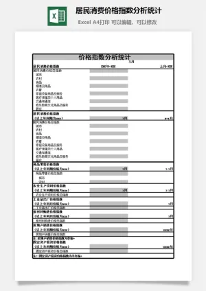 居民消费价格指数分析统计excel模板预览图
