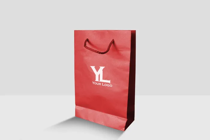 袋子样机一个红色纸袋 手提袋 礼品袋 纸质包装袋 品牌购物袋