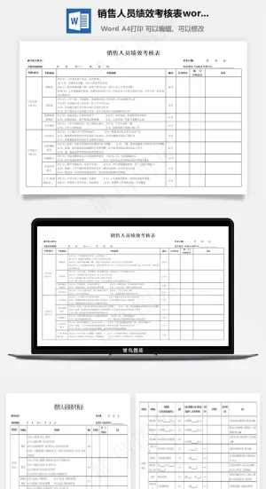 销售人员绩效考核表word文档预览图