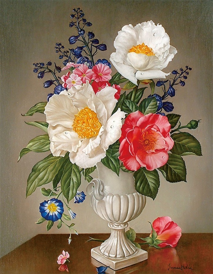 欧式古典花卉静物油画图片 - 菜鸟图库
