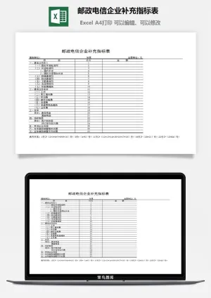 邮政电信企业补充指标表excel模板预览图