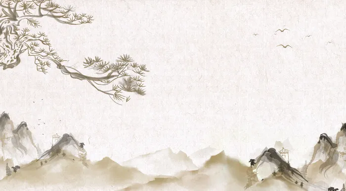 中国风传统水墨古风古典展板边框工笔画PS海报背景平面设计素材