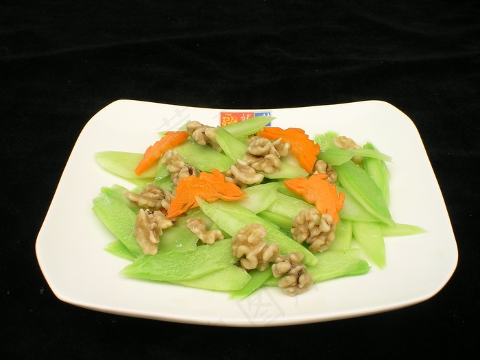 1560桃仁炒芥兰t - 菜鸟图库