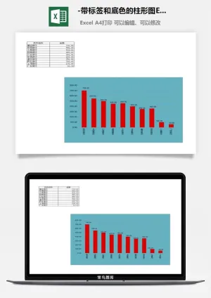 带标签和底色的柱形图Excel图表预览图