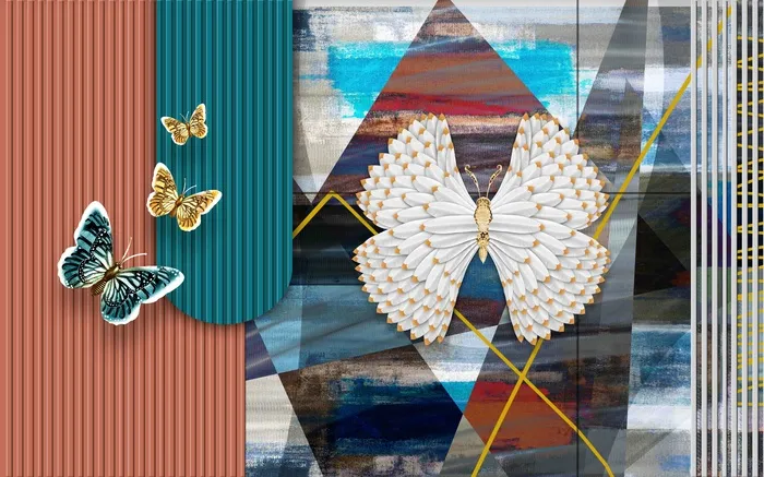 北欧背景墙现代简约壁画psd模版下载 菜鸟图库