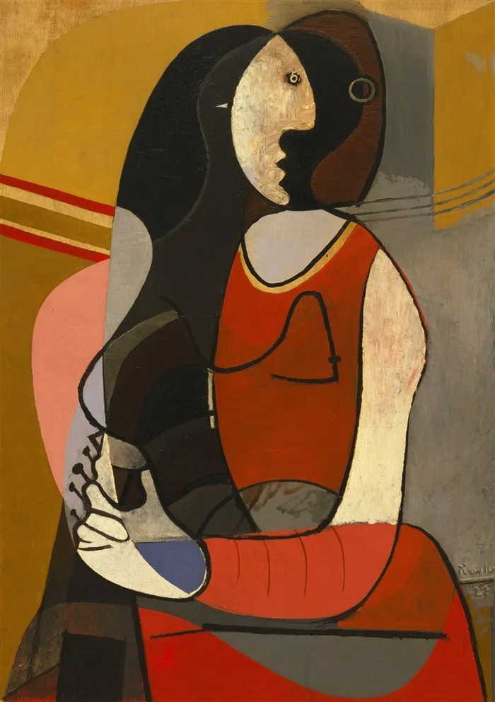 毕加索抽象立体派坐着的女人油画图片素材