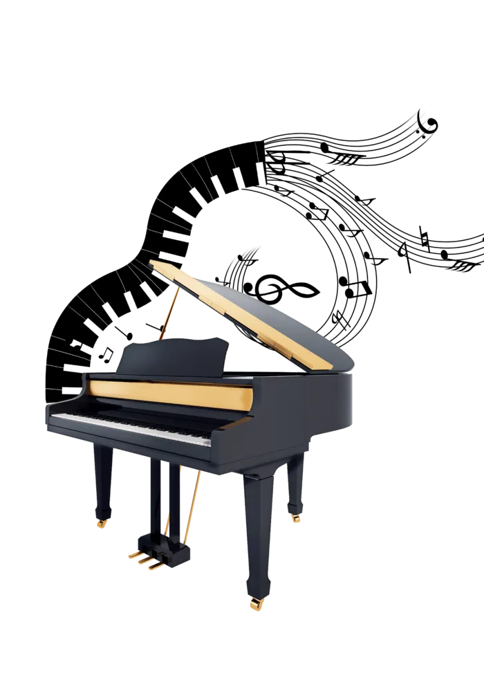 黑色音符钢琴_元素元素 插画