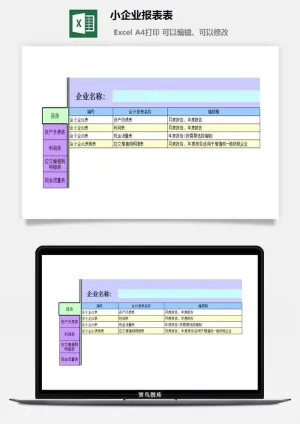 小企业报表表excel模板预览图