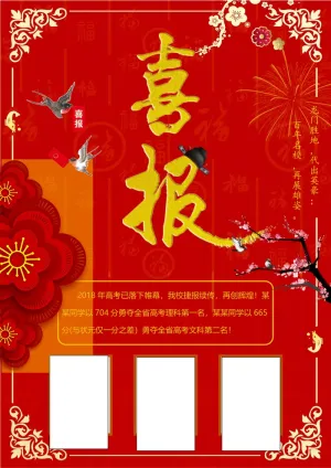 喜报战报海报贺喜金榜题名预览图