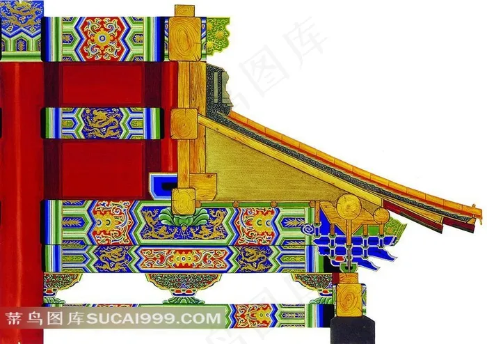 中国传统建筑房梁龙纹图案