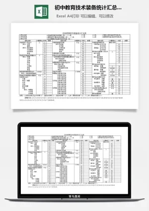 初中教育技术装备统计汇总表excel模板预览图