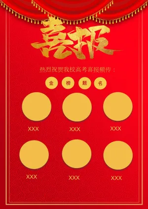 喜报战报海报贺喜光荣榜金榜题名预览图