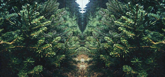 绿色绿植枝叶镜像镜头，新鲜生命力摄影图