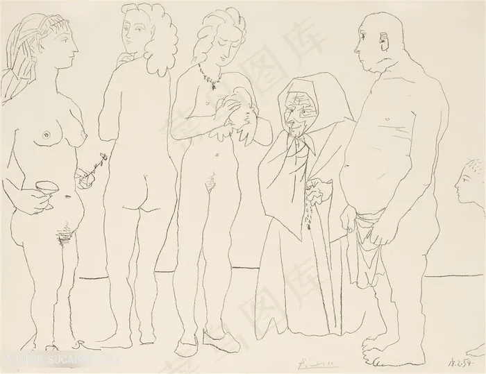 毕加索线描时尚人物裸体艺术