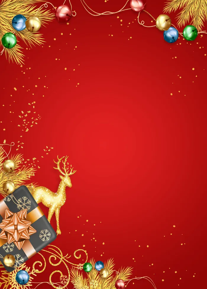 圣诞节礼盒金鹿红色背景