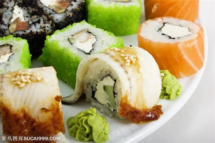 日本美食--三文鱼寿司美食图片
