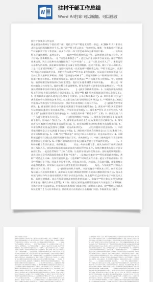 驻村干部工作总结word模板预览图