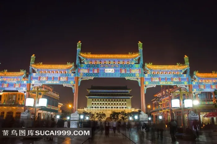 北京前门大栅栏夜景栏图片
