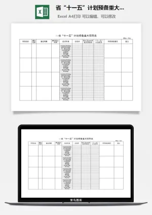 省“十一五”计划预备重大项目表excel模板预览图