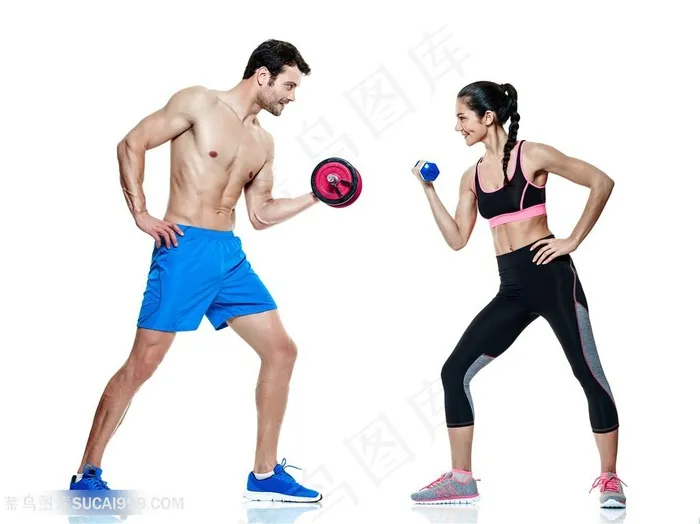 运动健身的男女动作高清图片
