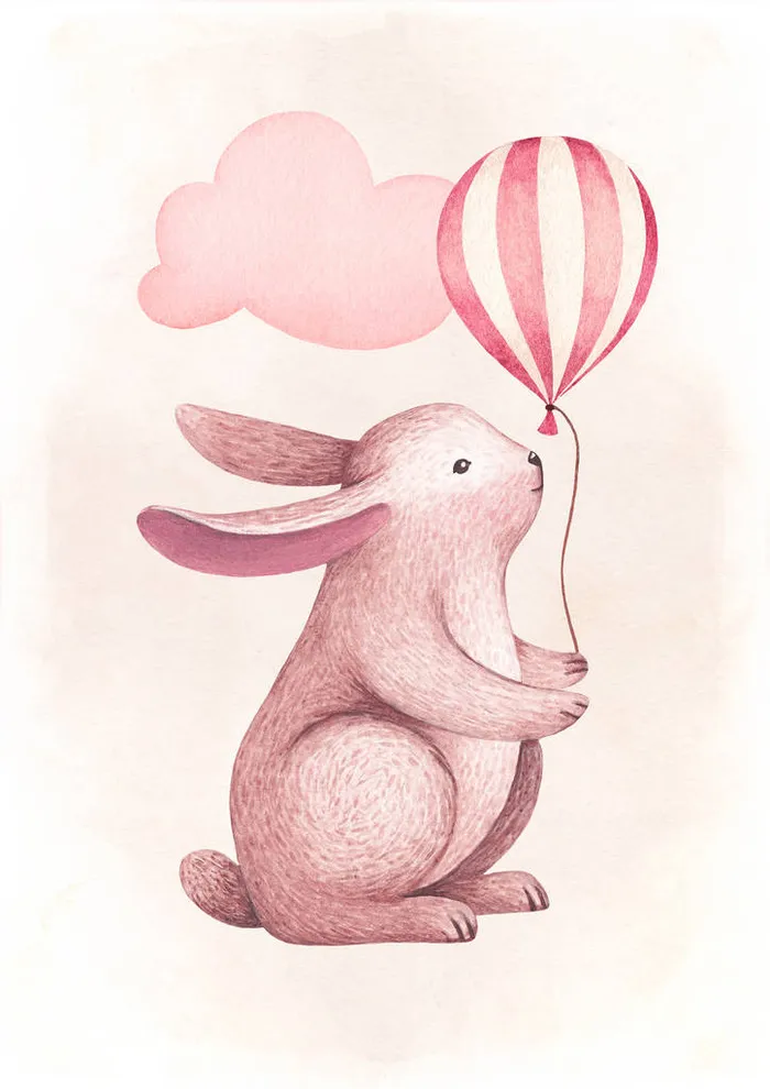 一个可爱的兔子的水彩插图。适合贺卡