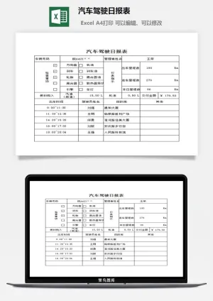 汽车驾驶日报表excel模板预览图