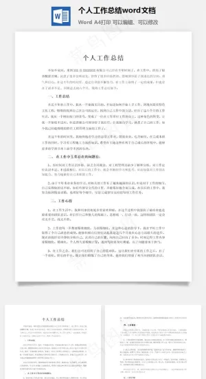 个人工作总结word文档预览图