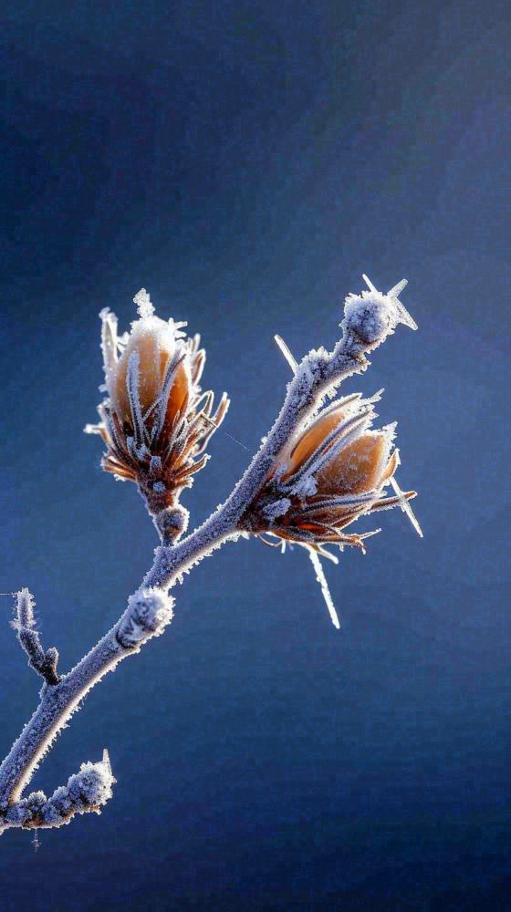 冬天白霜覆盖的植物立冬霜降小雪大雪冬至摄影图