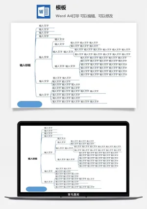 鱼骨大脑树状思维导图ppt模板工作学习项目培训流程逻辑word格式预览图