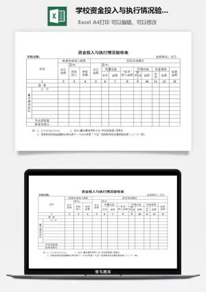 学校资金投入与执行情况验收表excel模板预览图