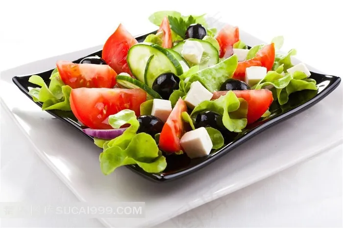 一碟新鲜美味的蔬菜沙拉蔬菜图片