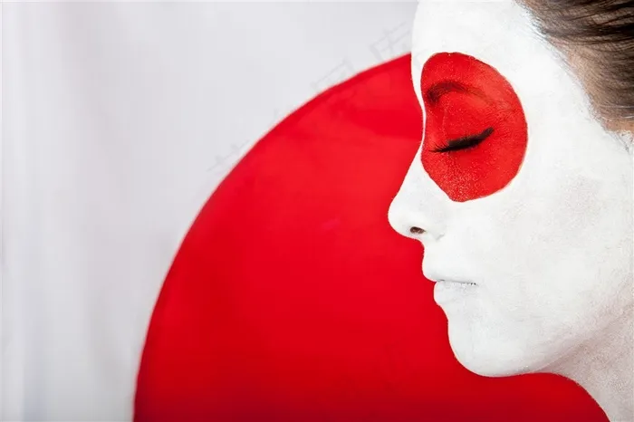 日本国旗的女性高清图片