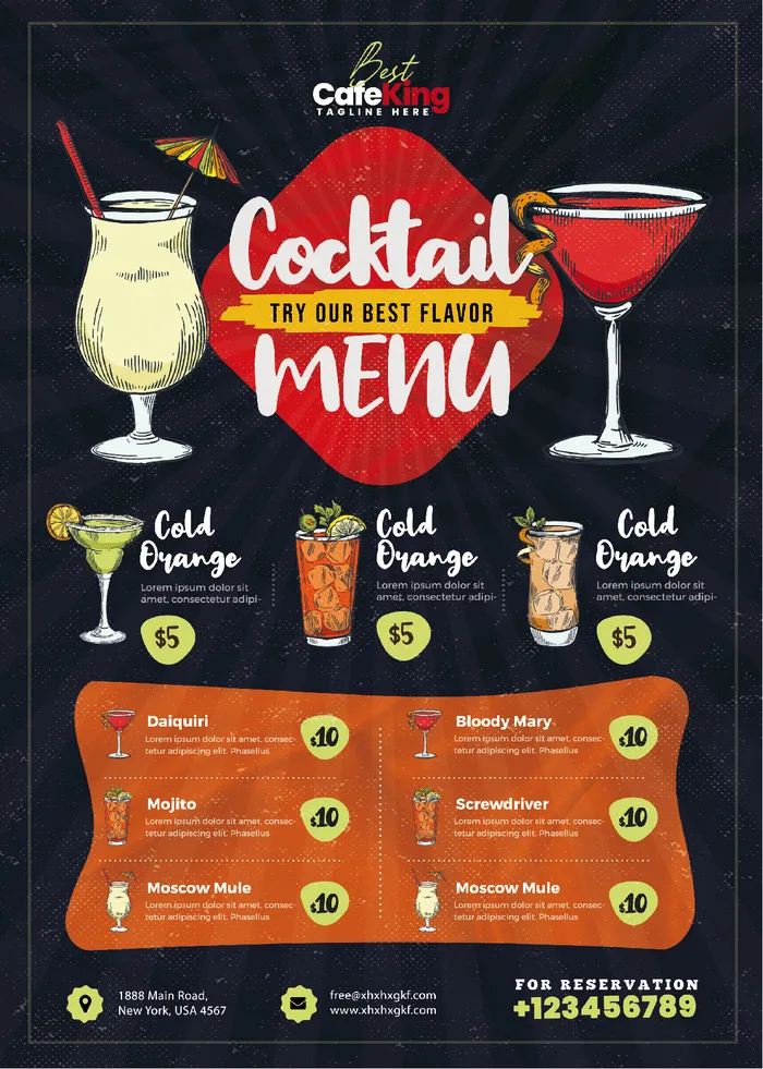 美味果汁饮品冷饮店价格表海报