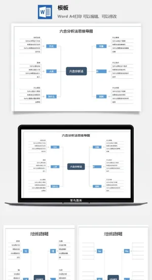 鱼骨大脑树状思维导图ppt模板工作学习项目培训流程逻辑word格式预览图