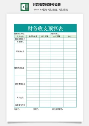 13财务收支预算模板表预览图