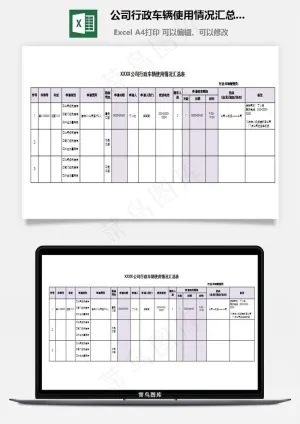 公司行政车辆使用情况汇总表预览图